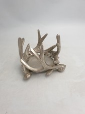 Silver Metal Aluminium Stag Deer Antlers Shaped Pillar Candle Holder Home Decor