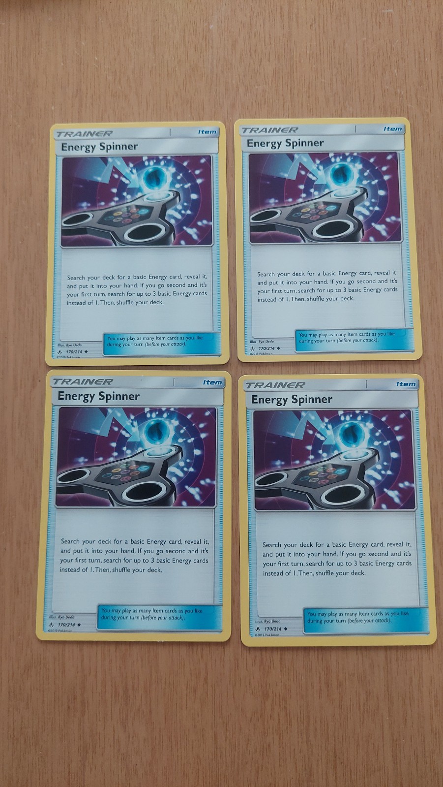 4x Energy Spinner 170/214 Pokemon Card TCG Playset