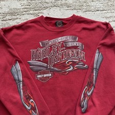 Vintage Harley Davidson Chrome Flame Pullover Sweater Men s XL Red Wolf Biker US