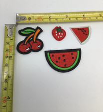 Bundle of 4 Fruit Patches Embroidered Cherries-Strawberry-2 Slices Of Watermelon