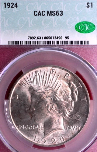 CAC MS-63! 1924 PEACE DOLLAR