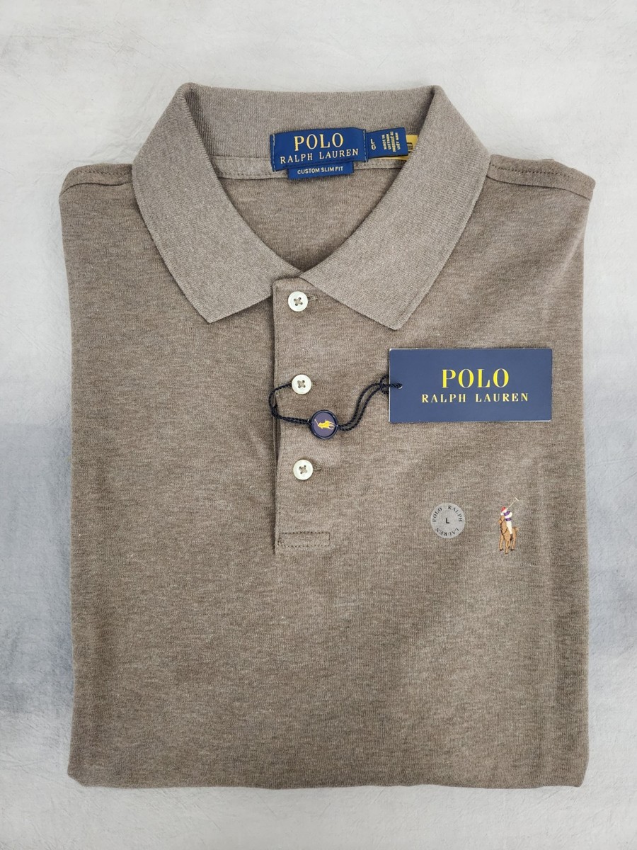 Polo Ralph Lauren Custom Slim Fit Soft Dark Beige Polo Shirt Men's