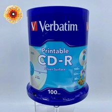 Verbatim CD-R 700MB 52X Speed Silver Inkjet Printable Spindle - Pack of 100 NEW