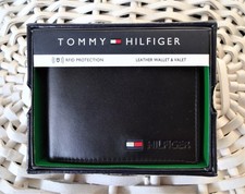 Men's Tommy Hilfiger Leather Card Slots & Coin Pouch Wallet ,'STOCKON' BLACK