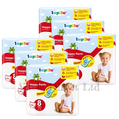 6er Pack Lupilu Windelhosen Größe 8 XXXL 72 Windeln (6x24) weich trocken Baby Windeln