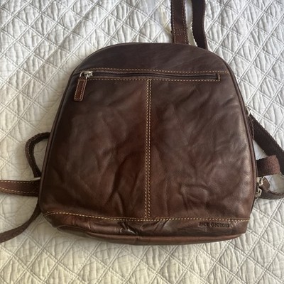 Jack Georges Leather Slim Backpack Voyager Series Brown Unisex Convertible Bag