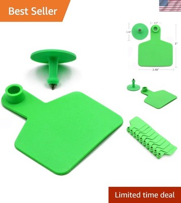100 Green Ear Tags for Livestock - Soft, Flexible & Durable for Easy Tracking