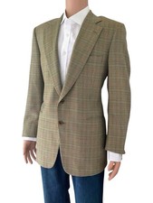 Paul Stuart Wool Sport Coat Tan Multicolor Houndstooth SB Edward 43 Semi-Long