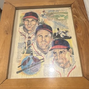 St. Louis Cardinals Signed Original Lithograph Print Musial Moore Slaughter WS