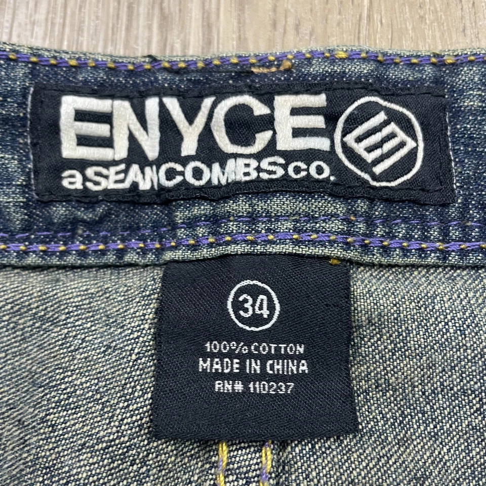 Enyce Jean Shorts Mens 34 Blue Denim Baggy Hip Hop Streetwear Sean Combs Y2K - Image 4 of 4
