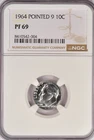 1964 Roosevelt Dime Proof POINTED 9 NGC PF 69 PR69 Variety Coin 10C