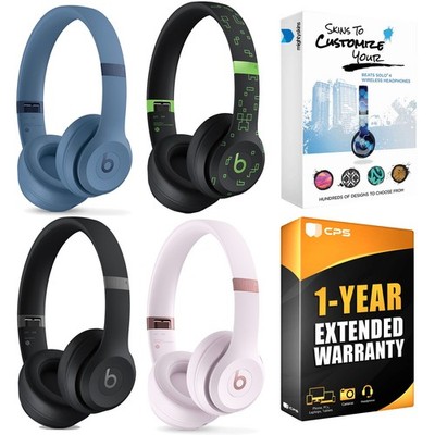 Beats Solo 4 Bluetooth Wireless Headphones + MightySkins Wrap Bundle