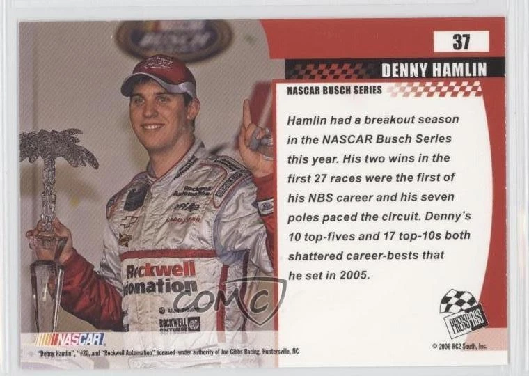 2006 Press Pass Optima NASCAR Busch Series Denny Hamlin #37 - Image 2 of 2