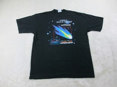 VINTAGE Comet Hale-Bopp Shirt Mens Extra Large Black Galaxy Space Stars 90s
