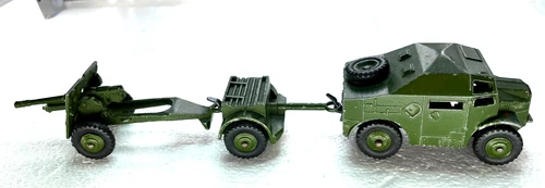 Dinky Toys vintage Artillery Tractor, ammo trailer & artillery piece set.