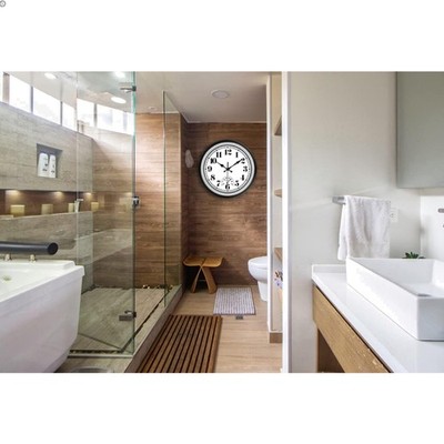 12 Inch Indoor/Outdoor Retro Waterproof Wall Clock with Thermometer Silent Ro...
