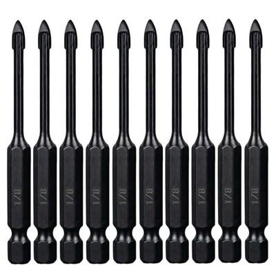 1/8 Inch Glass and Tile Drill Bit 10pc Set, YG6X Tungsten Carbide Tipped