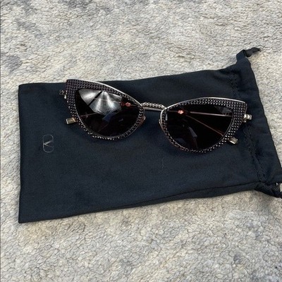 New Valentino VIII VLS102-C Burgundy Red Cat Eye Sunglasses 