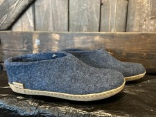 Glerups Shoe Navy Slipper with Leather bottom EU Size 37