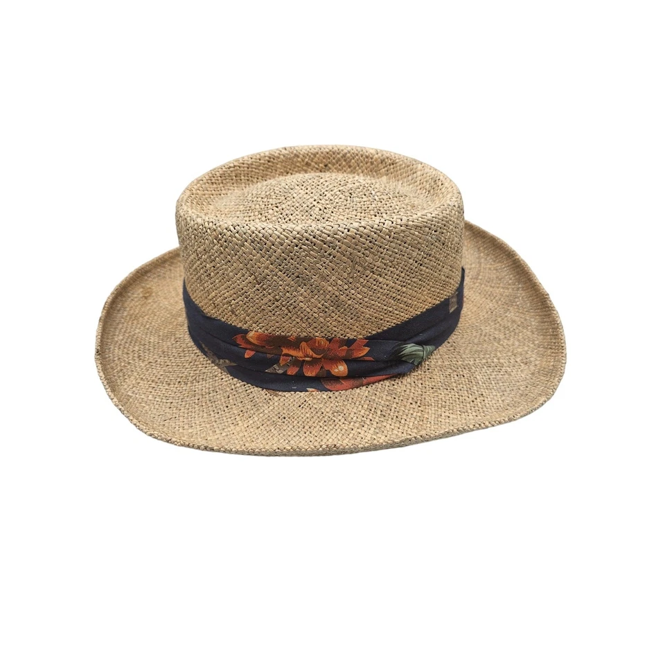 Sombrero Country Gentleman Tejido de Paja Panamá Ala Ancha Natural Bronceado Colorido Banda M Foto 3 de 4