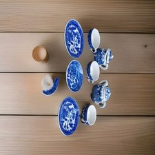 Japanese Blue and White Tea Set with Teapot, Cups and Saucers