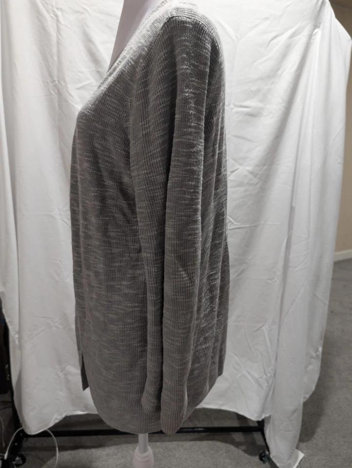 Suéter de mujer J. JILL de algodón acrílico cárdigan abierto gris talla pequeña mediana PM Foto 3 de 4