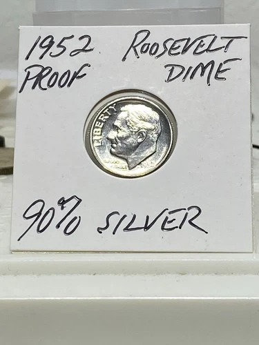 1952 PROOF Roosevelt Dime -  90% Silver - RARE Full Bands Strike! L👀K!