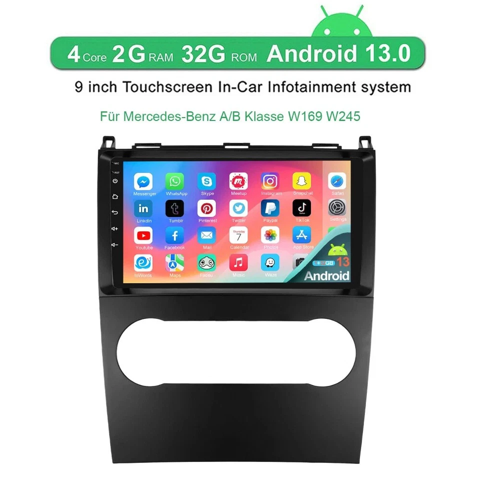2+32GB Für Mercedes-Benz A/B Klasse W169 W245 9" Autoradio Android 14.0 GPS Navi - Bild 4 von 4