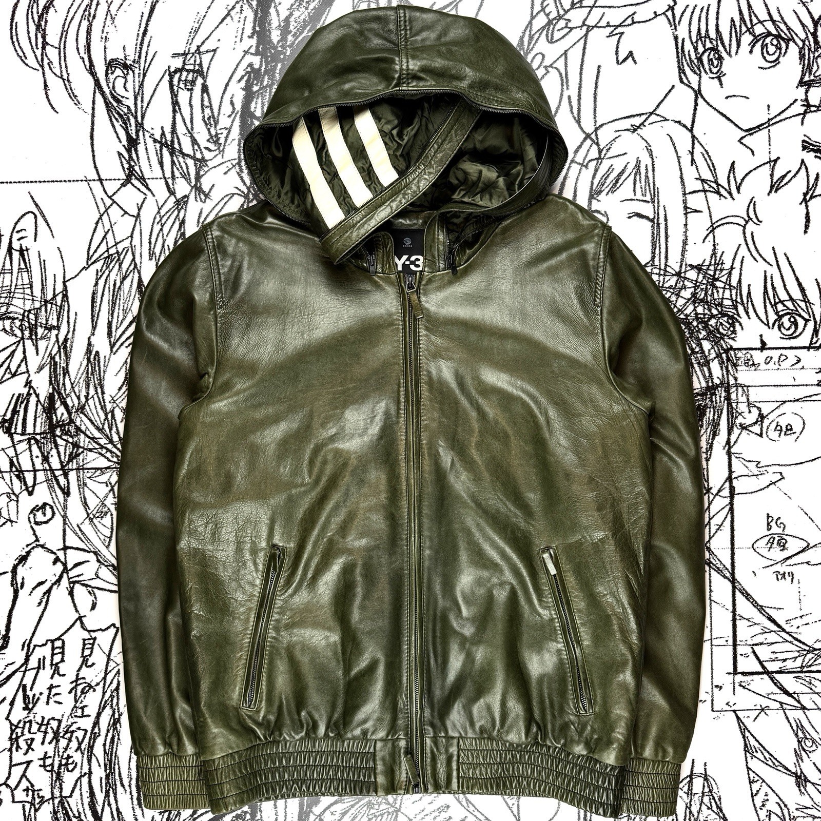y-3 by yohji yamamoto a/w 2008 double hood leather jacket