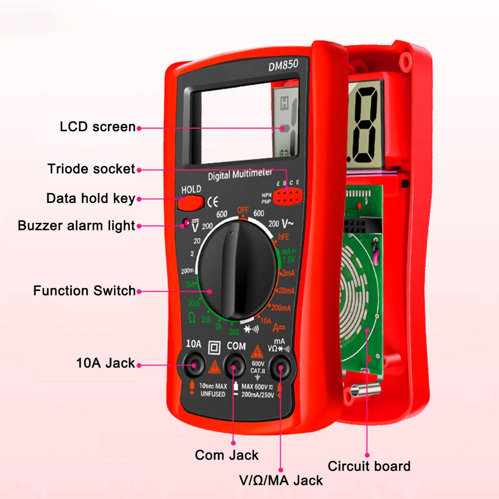 Voltmeter Withe Battery Digital Multimeter Voltmeter Ammeter Ohmmeter Volt Tester with Batteries