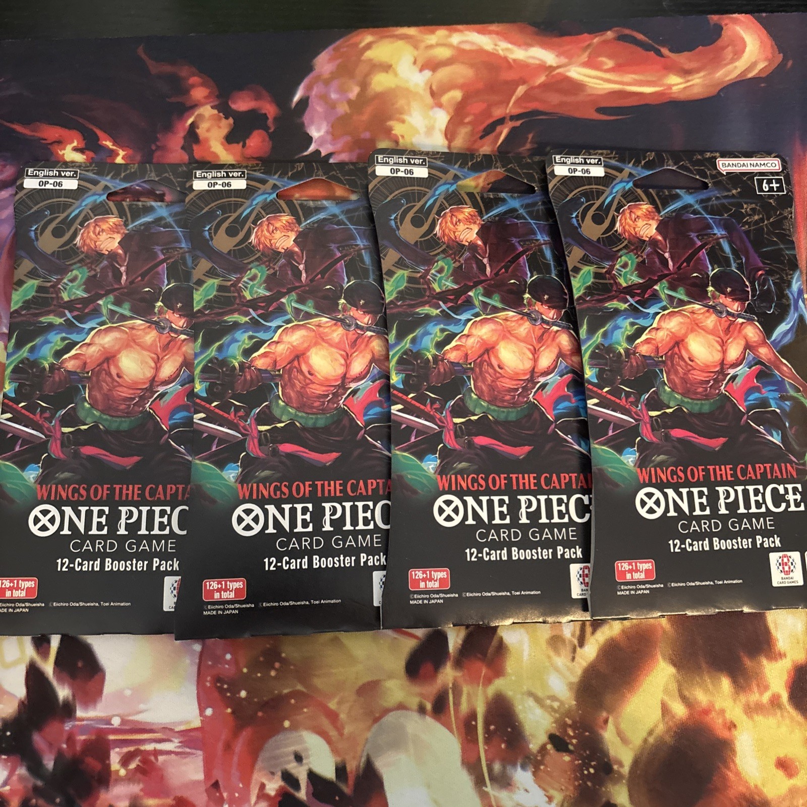 One Piece OP-06 Wings Of The Captain Blister Pack Manga Booster LOTES DE 4