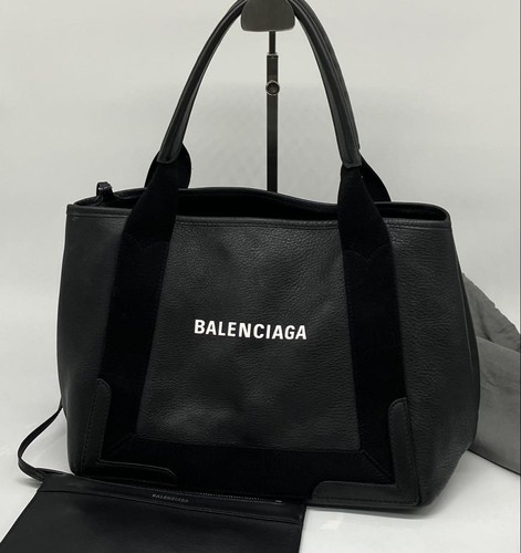 Balenciaga Navy Cabas S Leather Tote Bag Small Black Designer Handbag Everyday