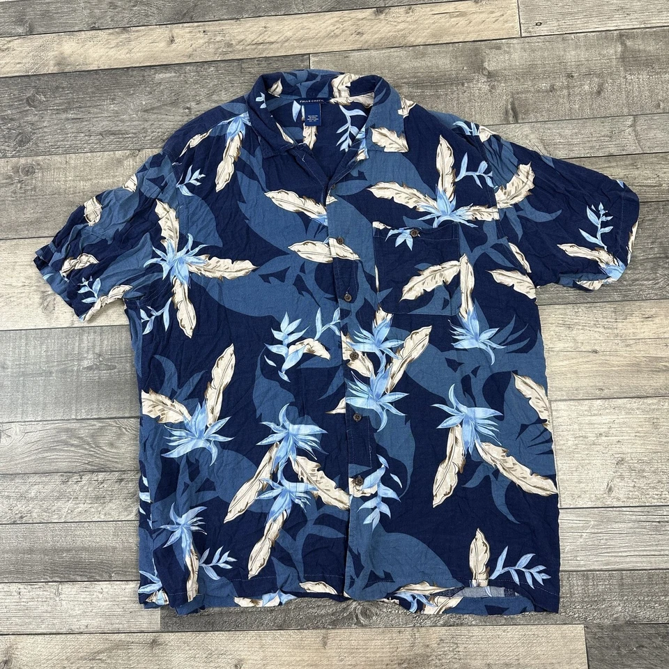 Hawaiian Floral Shirt Patterned All Over Print Blue Mens XL - Image 3 of 4