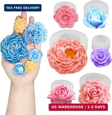 6PCS Flower Silicone Mold Set, 3D Bloom Rose Peony Fondant for Chocolate Cake De