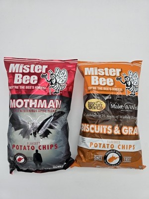 Mister Bee Limited Edition Mothman And Biscuits & Gravy Potato Chips 8 Oz Bags