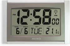 Acctim Stratus Digital Wall/Desk Clock Radio Controlled Tabletop LCD Display Dat