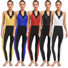 Kids Girls Dancewear Jazz Bodysuit Costume Jumpsuit Stage Leotard Gymnastics