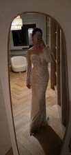 Damen Abendkleid lang Rosa XS Langarm runder ...