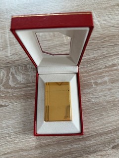 S.T. Dupont Gold Lighter – Vertical Lines – Original Box