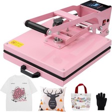 Heat Press Machine 15 x 15 in Sublimation Printer Transfer for DIY T-shirt Pink