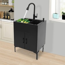 Stainless Steel Kitchen Sink Pull Down Faucet 360  Swivel Dual Spray Mode