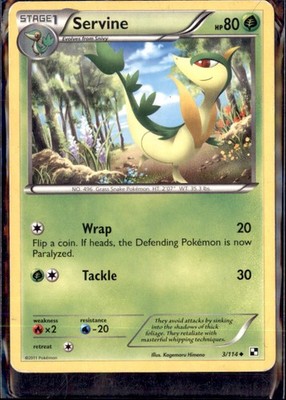 Pokemon Black and White Servine 3/114 Uncommon Non Holo