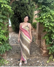 ZARA NEW WOMAN SS24 MULTICOLOURED TIE-DYE MIDI SLIP DRESS Size XL REF:9878/128