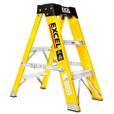 Excel Electricians Fibreglass Step Ladder 3 Tread Heavy Duty Folding 0.72M