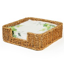 Aevtih Rattan Napkin Holder Woven Guest 7.7"L x 7.7"W x 2.4"H, Dark Yellow