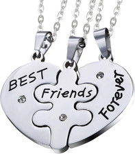 Stainless Steel Friendship Best Friends Forever Messages Puzzle Necklaces for Mo