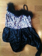 Girls Pink Leopard Velour Feather Leotard sz XS 3 4 5