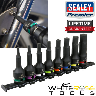 Sealey Socket Bit Set Hex Impact 8pc 1/2''Sq Drive Premier