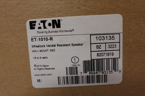 EATON COOPER 103135 WHEELOCK ET-1010-R FIRE ALARM WALL SPEAKER RED - NOS - Picture 20 of 24
