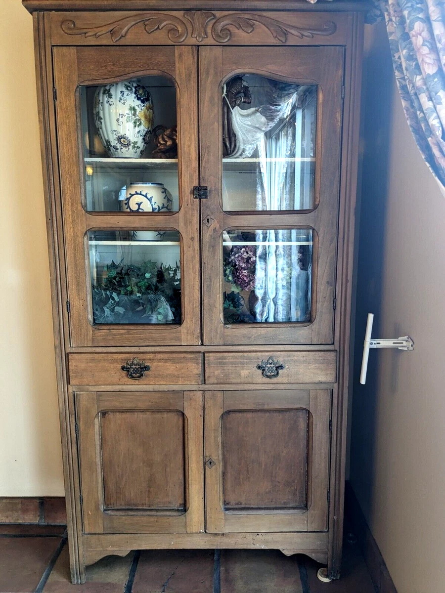 Antique Pie Safe Cabinet Cupboard Hutch Wood Linen Cottage Farmhouse Rustic